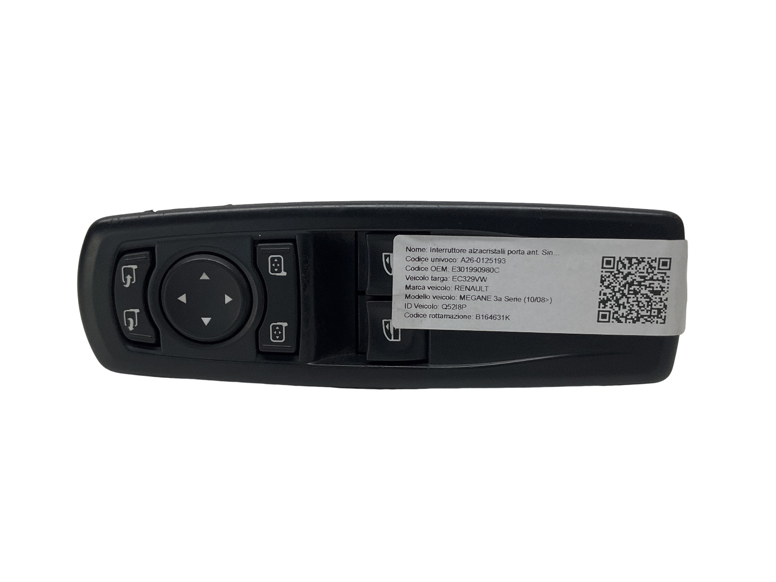 Interruttore Alzacristalli Porta Ant. Sinistro (Renault Valeo Renault) E301990980C 809610009R Usato