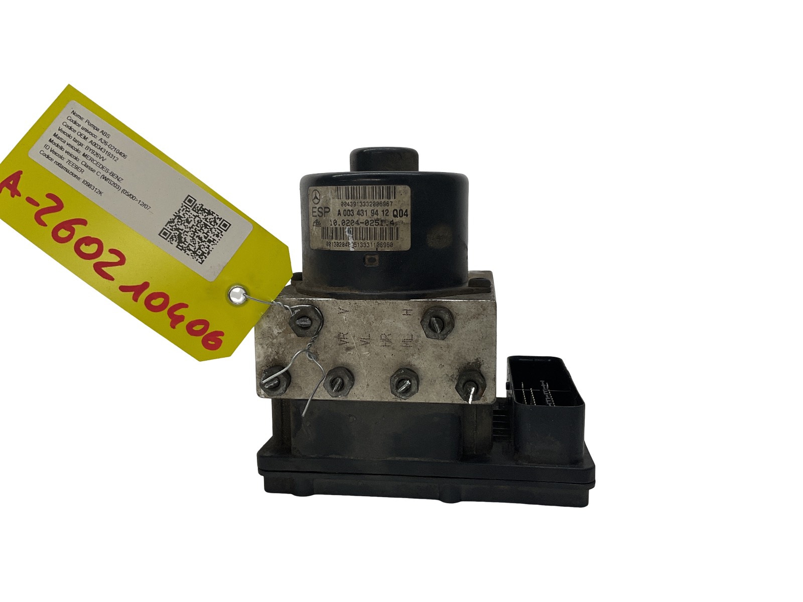 Pompa Abs (Mercedes-benz Ate Ate) A0034319312 10.0204-0251.4 Usato